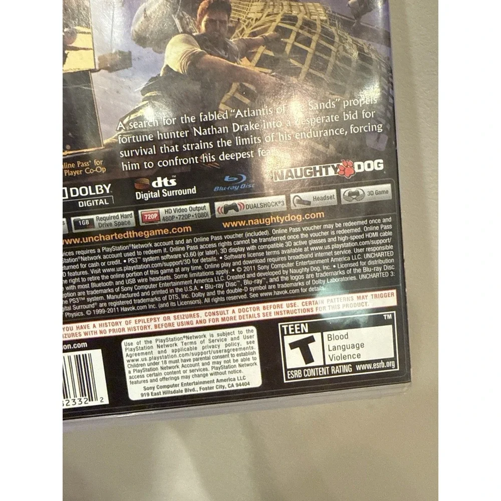Uncharted 3: Drake's Deception - Sony PlayStation 3 COMPLETE WITH MANUAL